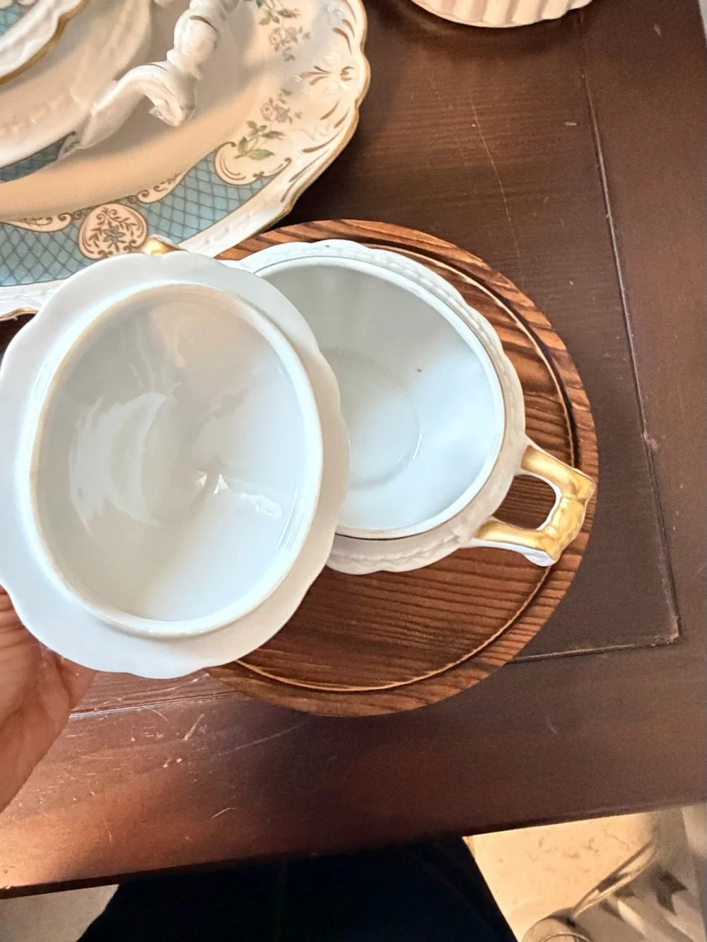 Vintage Royal Jackson / Myott Porcelain Serving Set - 3 Pieces (Blue Floral)